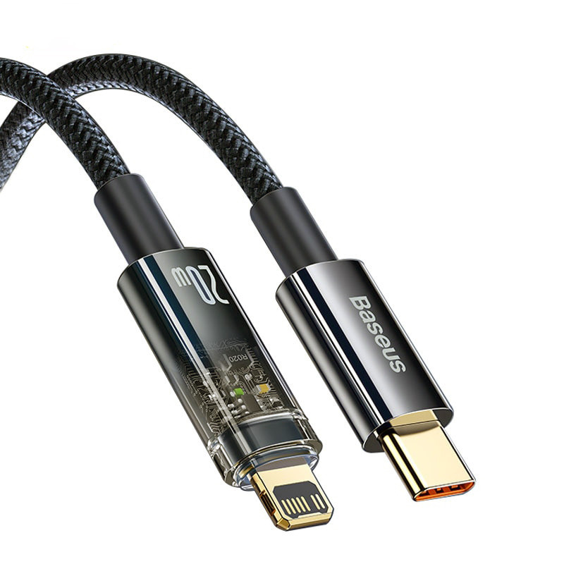 Кабель для швидкої зарядки Type-C на Lightning PD 20W BASEUS Explorer Series Auto Power-Off 1м (чорний)
