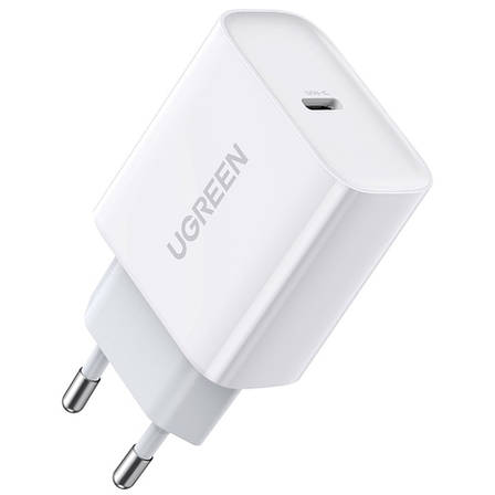 Зарядний пристрій (зарядка) для телефону UGREEN CD137 Type-C 20 W Білий (CD137W), фото 1