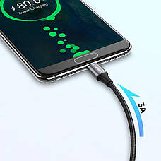 Кабель для зарядки телефона/ смартфона UGREEN US288 USB - Type-C 3 A 2 м Чорний/ Сріблястий, фото 5