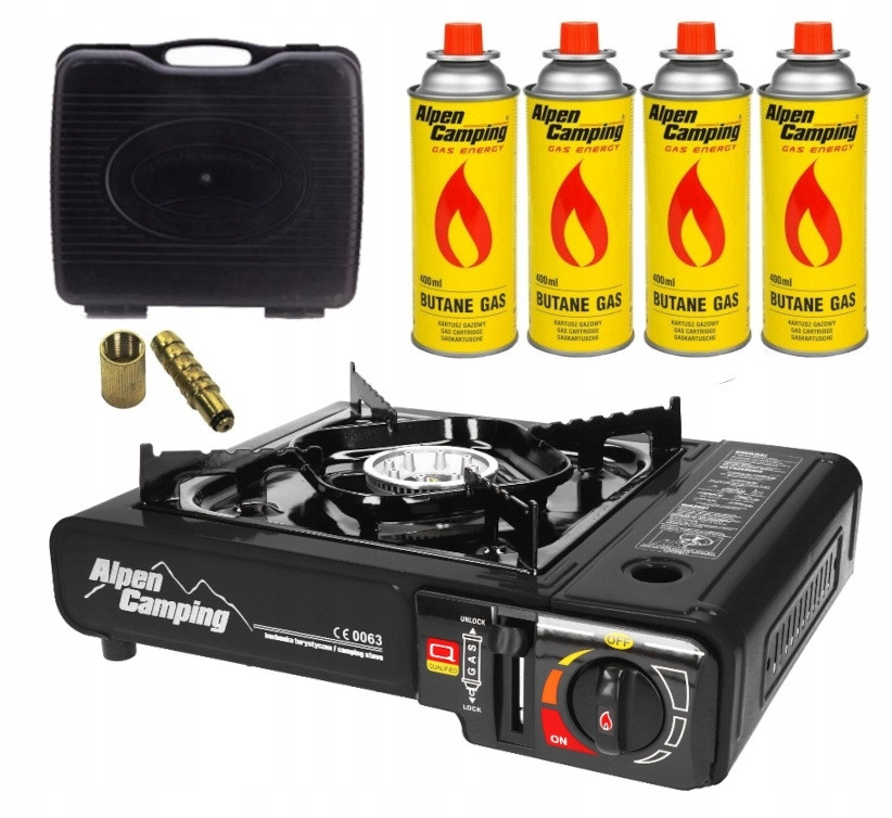 Туристична плита Alpen Camping Bavaria IK001 з перехідником до великих балонів, фото 1