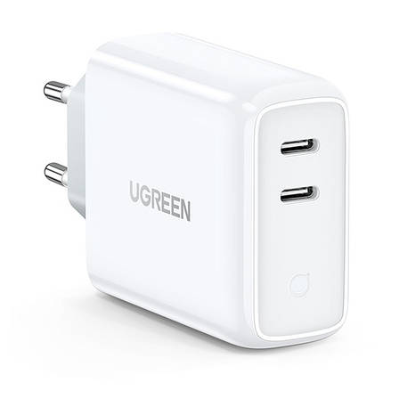 Зарядний пристрій (зарядка) для телефону UGREEN CD199 2 x Type-C 36 W Білий (CD199W), фото 1