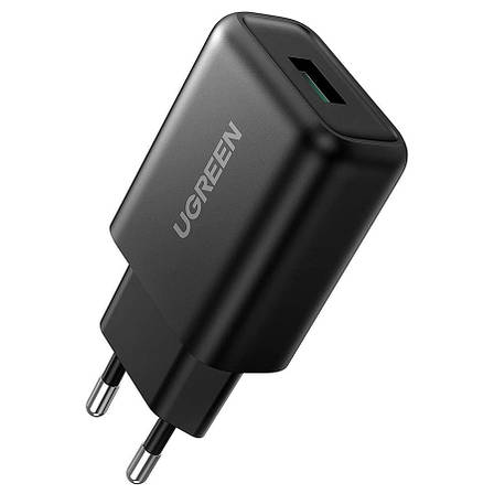 Зарядний пристрій (зарядка) для телефону UGREEN CD122 USB 18 W Чорний (CD122B), фото 1