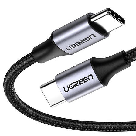 Кабель для зарядки телефона/ смартфона UGREEN US261 Type-C - Type-C 3 A 1 м Чорний/ Сріблястий, фото 1