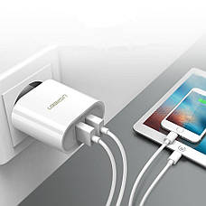Зарядний пристрій (зарядка) для телефону UGREEN CD104 2 x USB 3.4 A Білий (CD104W), фото 6