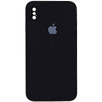 Захисний чохол на Iphone Xs Max (6.5") чорний Silicone Case Square Full Camera Protective (AA)