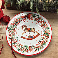Сервировочная фарфоровая тарелка 19 см Зимняя фантазия (новогодняя посуда)