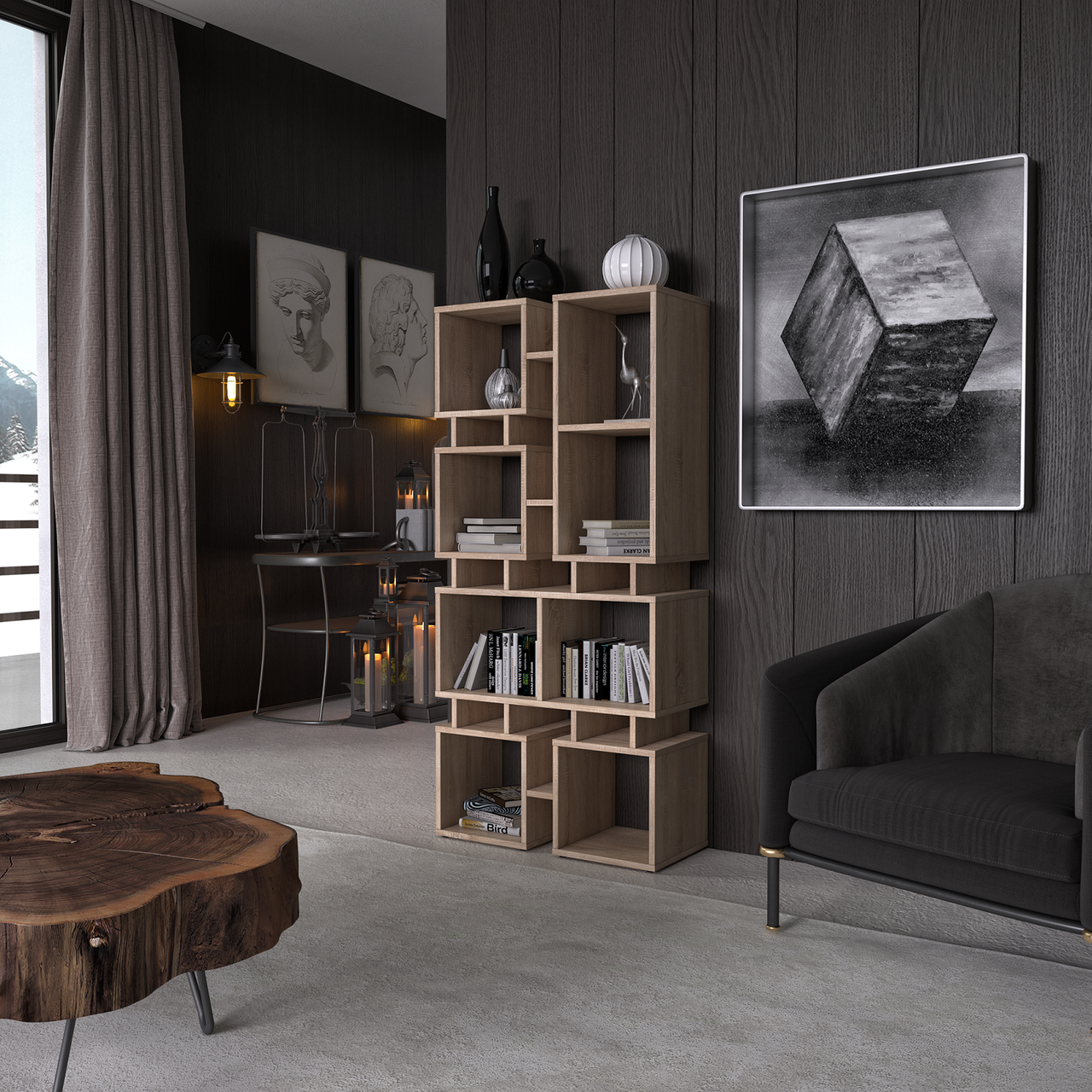 Cтелаж полиця для книг та декору Moreli ST-0018 Дуб сонома Ш 680/ В 1447/ Г 300