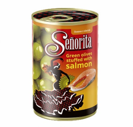 Оливки Зелені Фаршировані Лососем Senorita Green Olives Stuffed with Salmon 280 г Іспанія