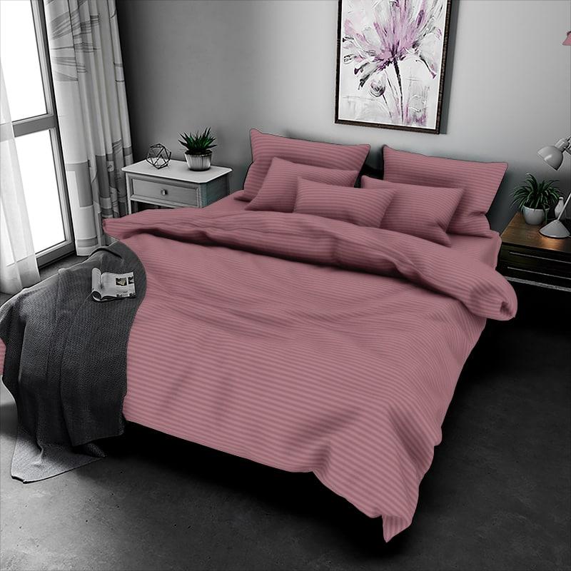 Простирадло 150х220 (Бязь) | Полуторне простирадло від виробника "Королева Ночі" | Смуги на червоно-коричневому, фото 1