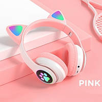 Бездротові Bluetooth навушники для дітей AKS-28 з котячими світними вушками LED RGB-підсвіткою
