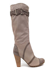 Модні чоботи жіночі шкіряні на високих підборах з перфорацією весна літо зручні якісні стильні молодіжні сірі 39 розм Vizzavi 8503
