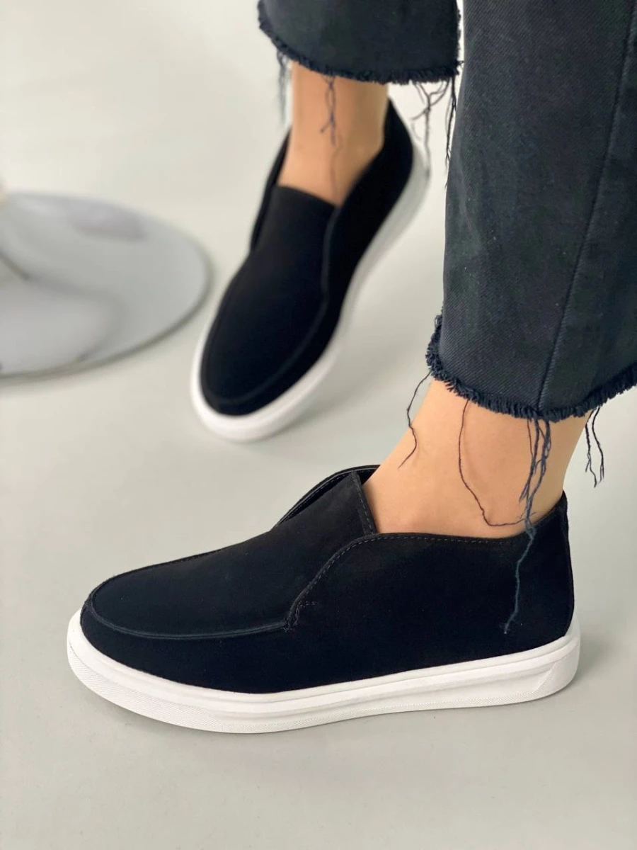 Жіночі демісезонні лофери ShoesBand Чорні натуральні замшеві всередині байка 41 (26,5 см) (S99141д), фото 1