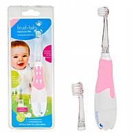 Электрическая зубная щетка детская Brush-Baby Pro 0-3 лет Розовый с таймером + 2 насадки