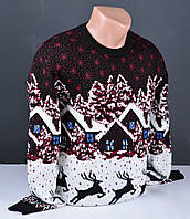 Мужской свитер с оленями | Мужской новогодний джемпер с оленями Турция 8069