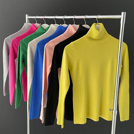 Стильні жіночі гольфи (водолазки), S/M (42-44), L/XL (46-48) - сірі, чорні, зелені, сині, рожеві, фото 1