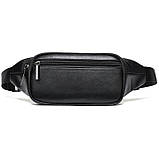 Сумка поясна чоловіча шкіряна Бананка нагрудна Сумка на пояс чоловіча Чорна, фото 5