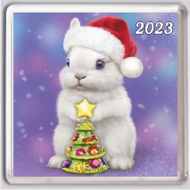 Магніт акриловий 52*78 мм на холодильник  "кролик" - символ року 2023