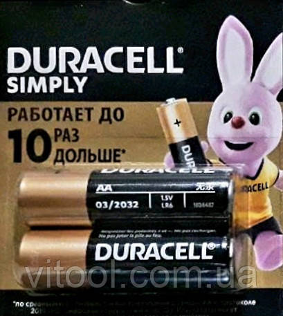 Батарейка Duracell Simply AA 1500 мАч LR6/MN1500 (2 шт. в уп), цена 75 ...