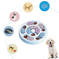 Миска для собак і котів Puzzle Eating інтерактивна розвивальна Кругла, Синя