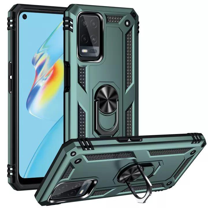Протиударний чохол бампер із кільцем підставкою для Oppo A54 зелений