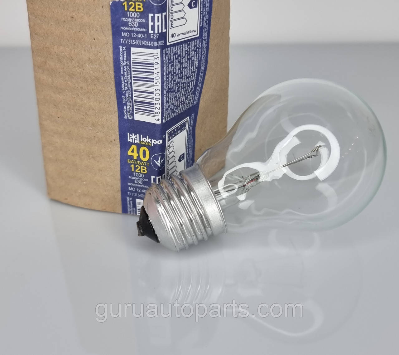 Лампа розжарювання "Іскра" 12V, E27, 40W, 12 вольт, е27, від автомобільного акумулятора