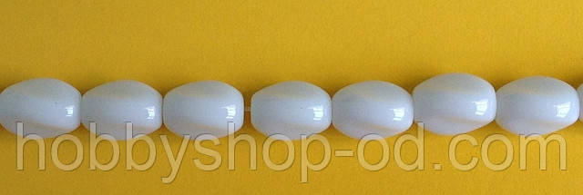 Бусина Овал кручений колір білий 10*13 мм, фото 1