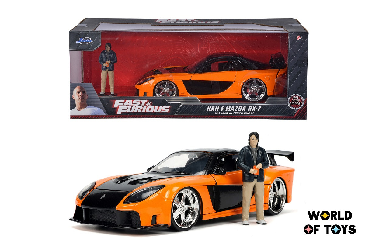 Машина металева Jada "Форсаж 9" Мазда RX-7 з фігуркою Хана, масштаб 1:24, 8+ | 253205002