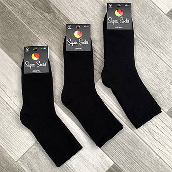 Шкарпетки чоловічі махрові термо бавовна Super Socks, арт. 030, розмір 42-44, чорні, 08902