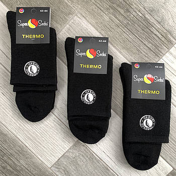 Шкарпетки чоловічі махрові пухові термо Super Socks, арт. 025, розмір 39-42, чорні, 08903