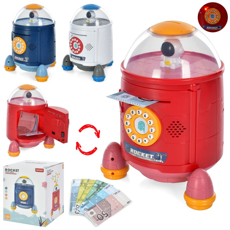 Ракета-копилка 589-15B-16B-17B, 25 см, затягує купюри, звук (англ), світло, фото 1