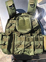 Тактическая плитоноска с плитами (5 класс защиты) Кордура Облегченный Бронежилет + Разгрузка (Оливковый)