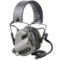 Военные тактические активные шумопоглощающие наушники для защиты органов слуха Earmor М32 FG Оливковый