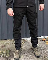 Тактические армейские военные ветрозащитные теплые штаны брюки карго осень зима весна Softshell Черный М 3XL, Черный