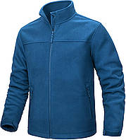 TACVASEN чоловіча легка флісова куртка на блискавці розмір 2XL, колір Green Blue