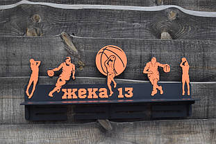 Тримач для медалей по баскетболу. Медальница баскетбол, Полиця для медалей баскетболісту, Холдер для медалей