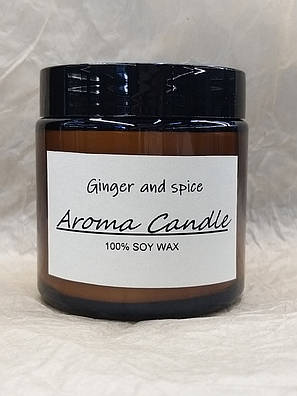 Соєва аромасвіча у скляному підсвічнику "Ginger and spices" Імбир та спеції 100 мл, фото 1