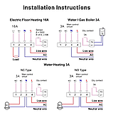 Розумний програмований сенсорний термостат TUYA MA4 (16A) для теплої підлоги з WIFI управлінням, фото 9