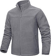 TACVASEN чоловіча легка флісова куртка на блискавці розмір L, колір Light Grey