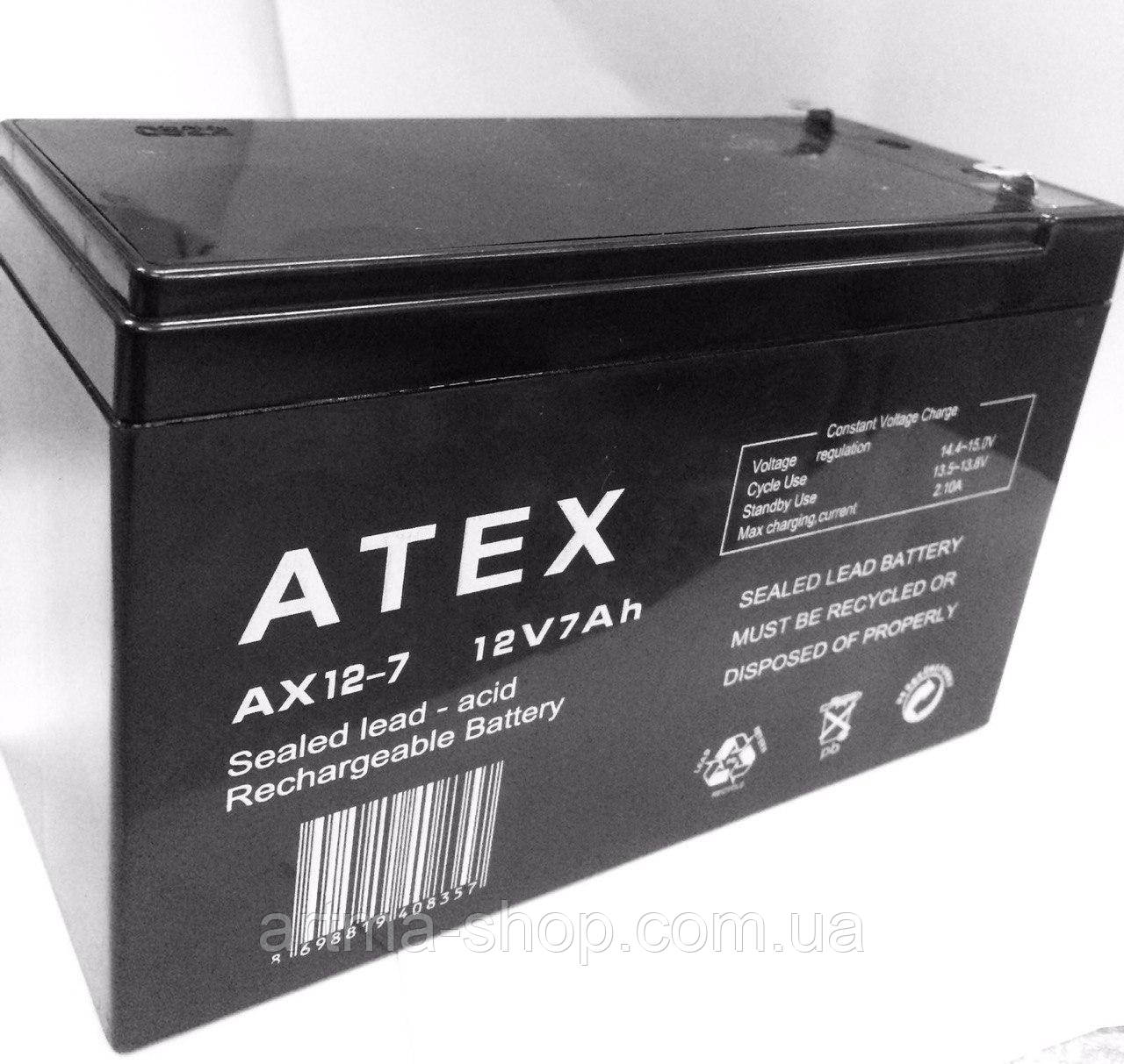 Акумуляторна батарея ATEX 12 В 7 А·год 70х47х100