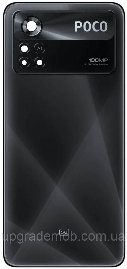 Задня кришка Xiaomi Poco X4 Pro чорна Laser Black оригінал + скло камери