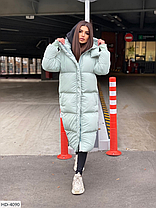 Зимова довга жіноча куртка пуховик із матової тканини 120 см довжина, S-XL розміри ПІД ЗАКАЗ, фото 3