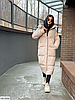 Зимова довга жіноча куртка пуховик із матової тканини 120 см довжина, S-XL розміри ПІД ЗАКАЗ, фото 6