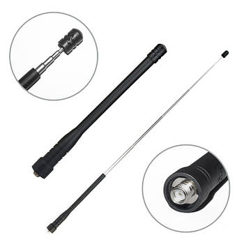 Телескопічна посилена антена для рації Baofeng, Kenwood та інших 13-42 см SMA Female VHF/UHF 144/430MHz