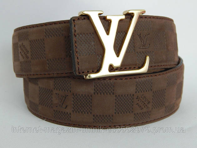 Ремінь чоловічий замшевий Louis Vuitton, коричневий ширина 40 мм. 930208, фото 2