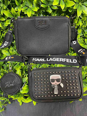 Жіноча сумка Karl Lagerfeld, 3 в 1, тканинної ремінь, 19*12/16*23 см, 931115, фото 2