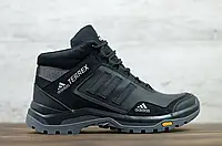 Мужские зимние кроссовки на меху Adidas Адидас, кожа, черные 41