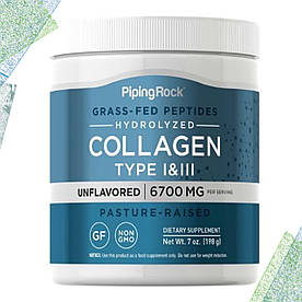 Колаген Порошок Piping Rock Collagen Type I & III 6700 мг на порцію Powder, 198 г