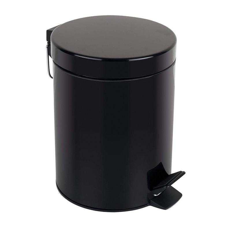 Ведро ZERIX STRONG MB0105 Чорне (5 л) з педаллю та кришкою для сміття (ZX4625)