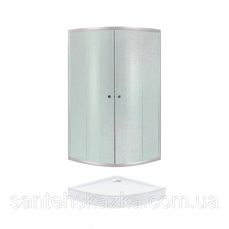 Набір Lidz душова кабіна Latwa SC80x80.SAT.LOW.FR, скло Frost 4 мм + піддон QT ROBIN, фото 1