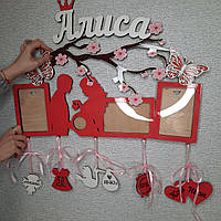 Дитяча метрика з фоторамками 3 шт + УЗД Дитяча метрика іменна